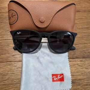 Ray-Ban Black “Erika” Sunglasses with Brown Case